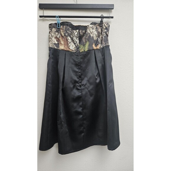 Camo Strapless Dress Womens Medium Black Rhinestone Trim Formal Prom Party Gown - Picture 5 of 10